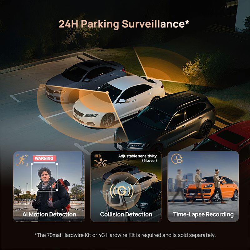 70mai A810S 4K 블랙박스 IMX678 듀얼 HDR 슈퍼커패시터 4G LTE 원격 제어 Wi-Fi 6 5GHz 음성 제어 GPS ADAS 차량용 카메라 상품 이미지 5