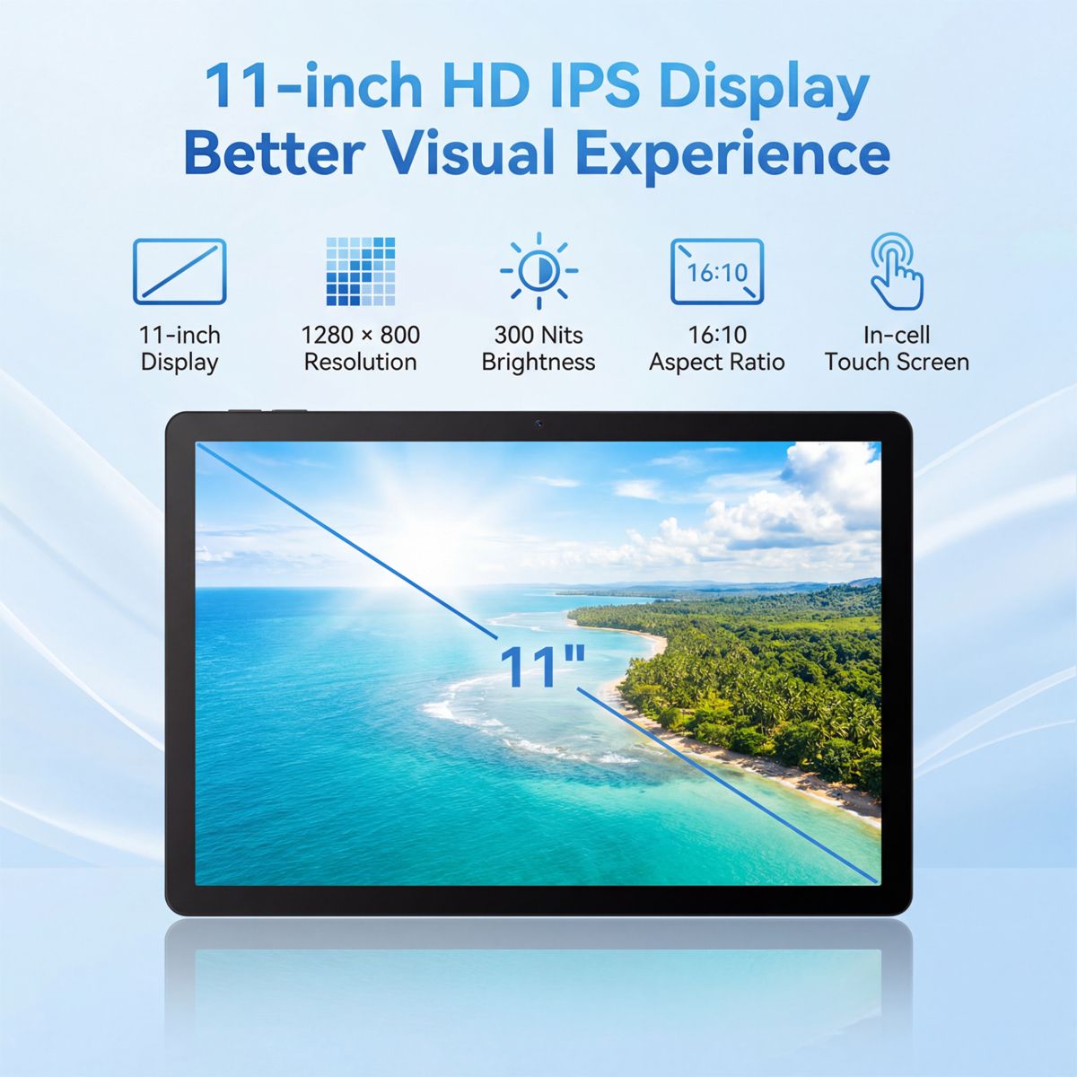 11인치 태블릿 PC K6ProL A333 프로세서 안드로이드 16 32GB(3+29GB) 램 256GB 롬 1280*800 IPS HD 7800mAh WiFi6 Gemini AI Widevine L1 키보드 마우스 스타일러스 이어폰 케이스 포함 미국 현지 창고 상품 이미지 2