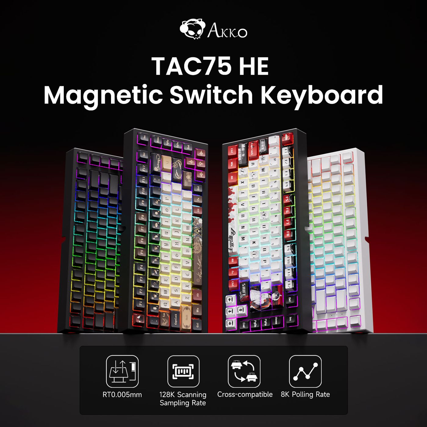 AKKO TAC75 HE 마그네틱 스위치 키보드 75% 게이밍 키보드 빠른 트리거 0.005mm 8K RGB 유선 e스포츠 커스텀 키보드 게이머용 상품 이미지 1