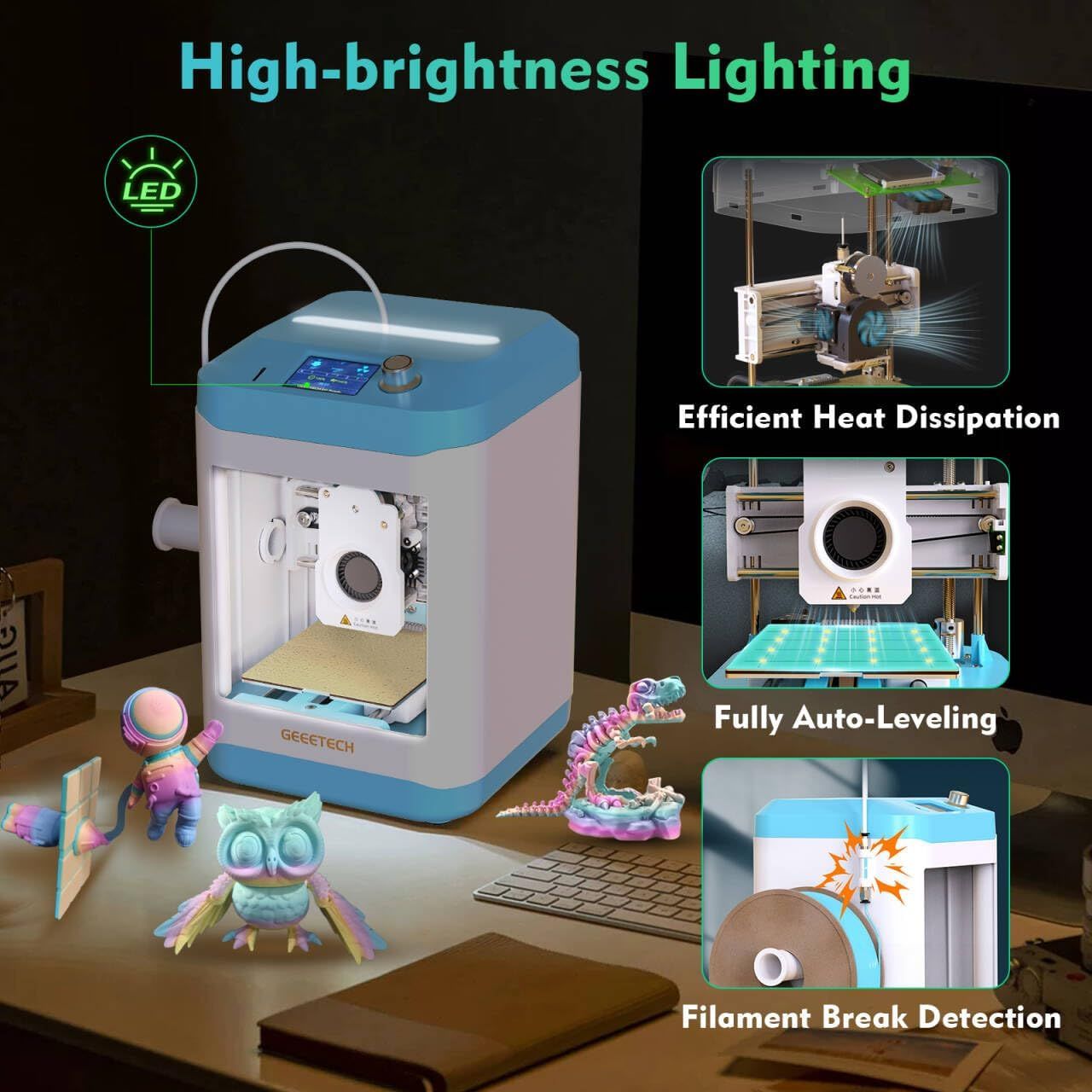 어린이와 초보자를 위한 Geeetech M1 3D 프린터, 자동 레벨링, 고속 및 완전 오픈 소스를 갖춘 미니 3D 프린터 상품 이미지 2