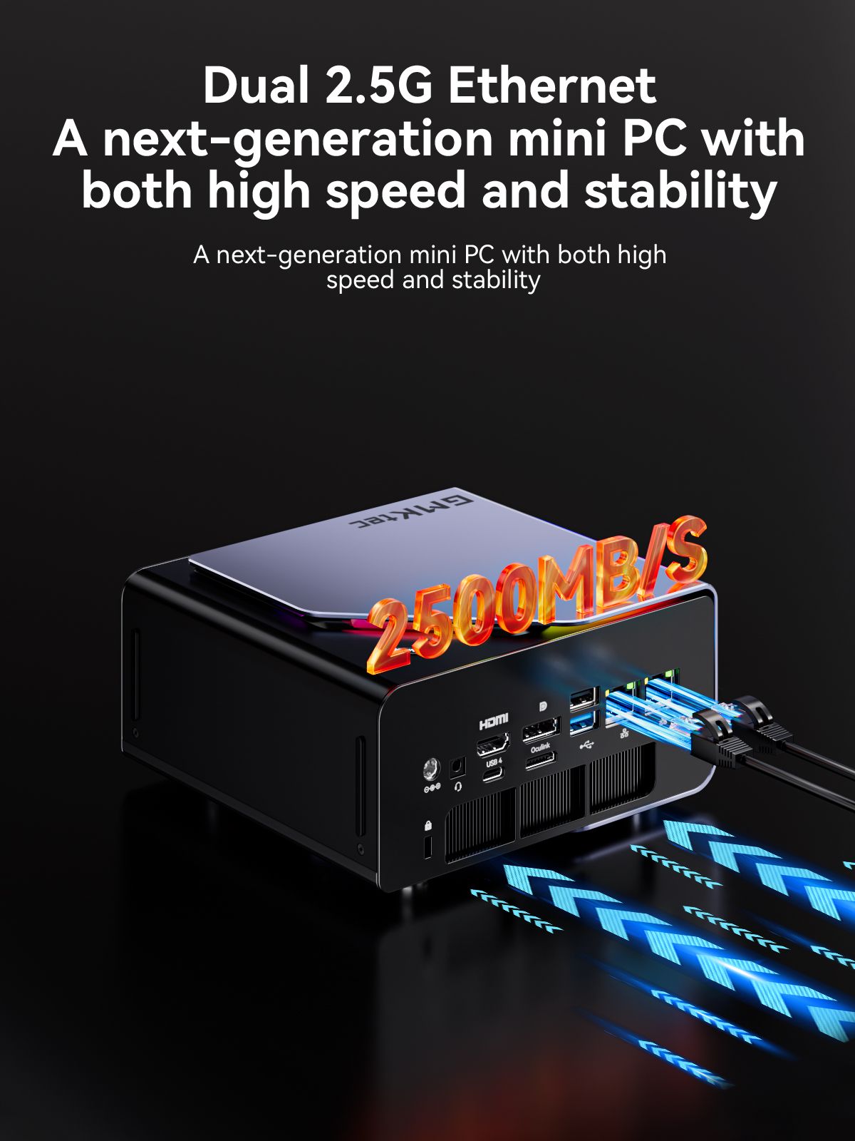GMKtec K12 미니 PC AMD 라이젠 ™   7H 255 듀얼 DDR5 5600MT/s 3개 SSD PCIe4.0 WiFi 6 BT 5.2 듀얼 2.5G LAN OCulink 데스크탑 컴퓨터 상품 이미지 3