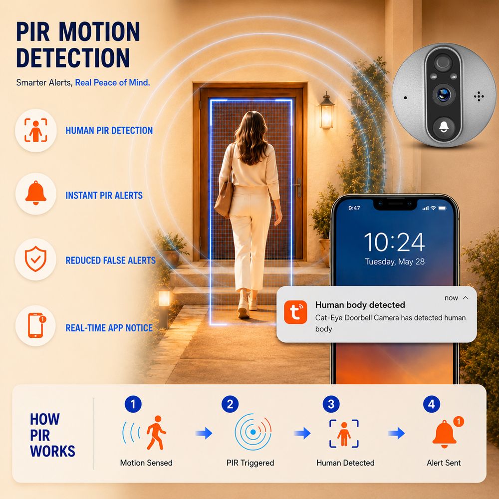 3MP 스마트 라이프 Tuya 1080P WiFi 도어 벨 눈 틈 구멍 카메라 5000mAh 배터리 PIR 동작 탐지기 IR Alexa Google 홈 디지털 뷰어 상품 이미지 3