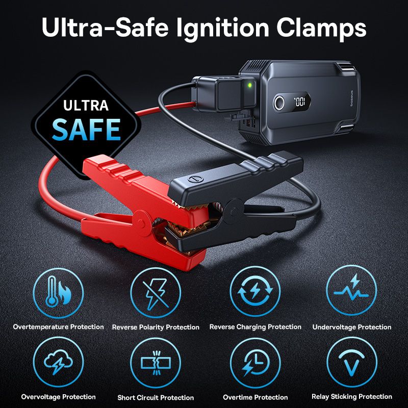 베이스어스 2000A 점프 스타터 비상용 파워뱅크 20000mAh 12V 자동차 배터리 시동 부스터 장치 자동차 점프 스타터 상품 이미지 3