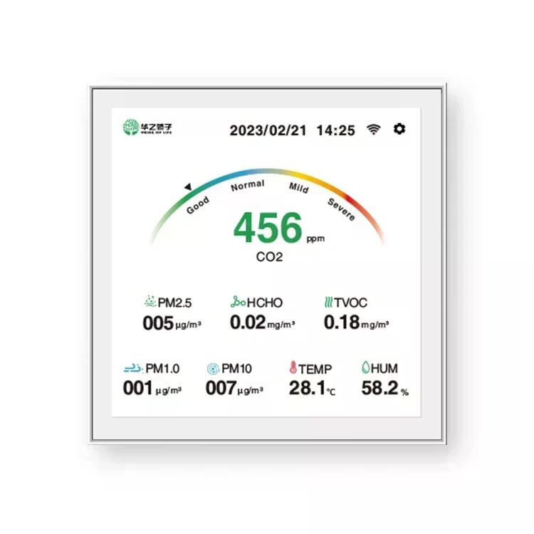 스마트 홈 LCD 터치 스크린 공기질 모니터 WiFi RS485 Modbus Lora CO2 TVOC PM2.5 온도 습도 측정기 상품 이미지 5