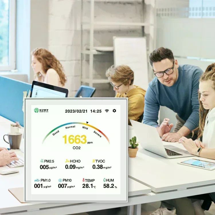 스마트 홈 LCD 터치 스크린 공기질 모니터 WiFi RS485 Modbus Lora CO2 TVOC PM2.5 온도 습도 측정기 상품 이미지 3