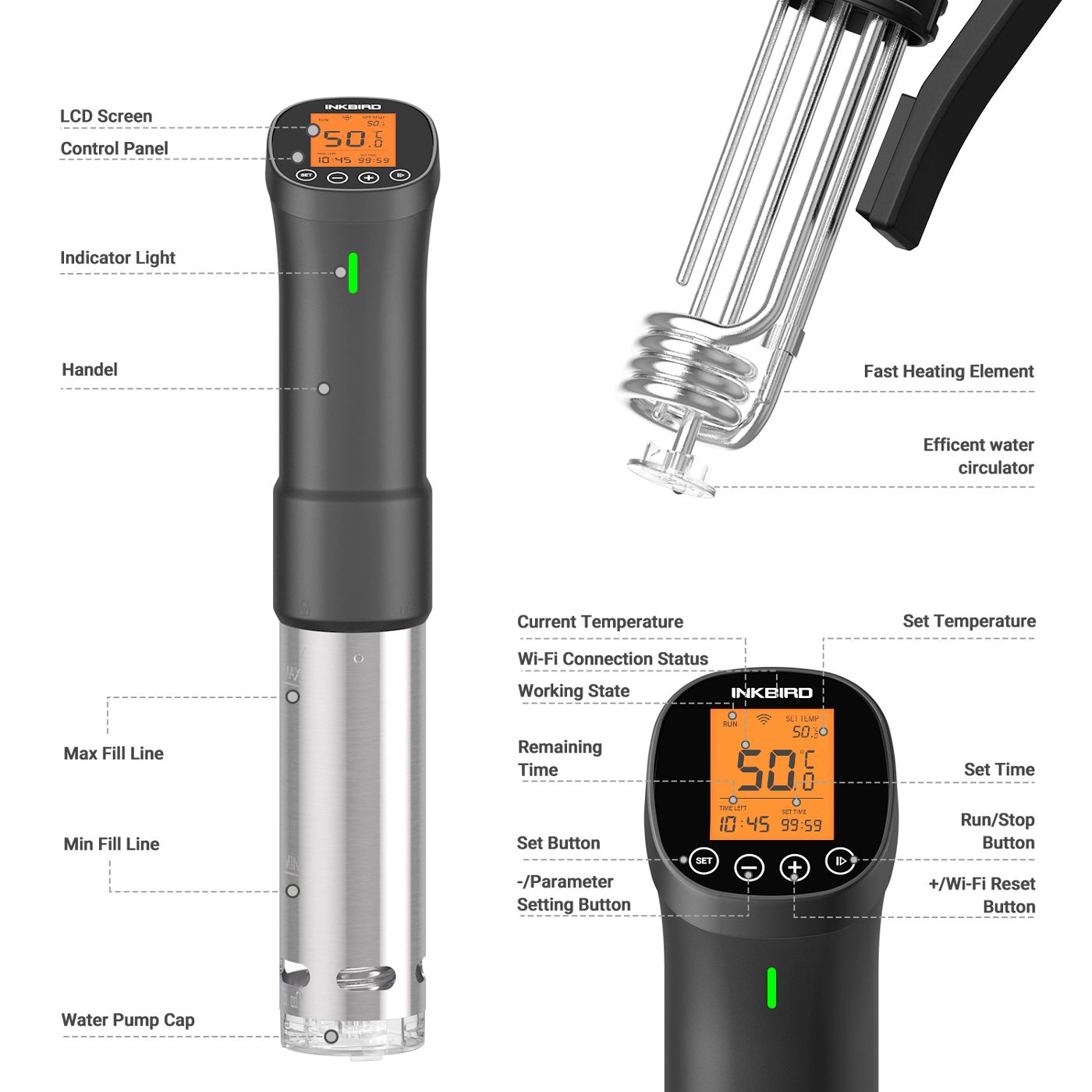INKBIRD 요리용 수비드 ISV-200W Wi-Fi 정밀 쿠커, 강력하고 내구성 있는 침수 순환기, 스테인리스 스틸 부품 포함 상품 이미지 2