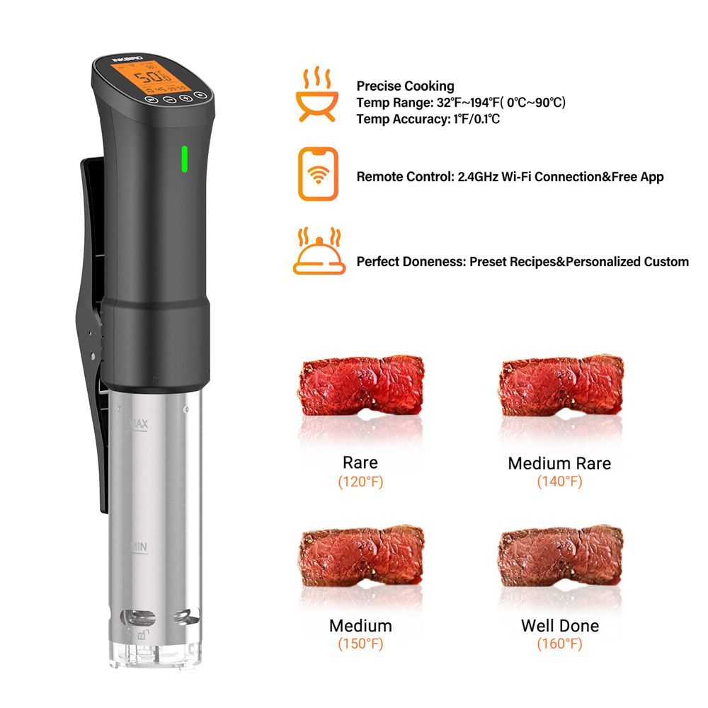 INKBIRD 요리용 수비드 ISV-200W Wi-Fi 정밀 쿠커, 강력하고 내구성 있는 침수 순환기, 스테인리스 스틸 부품 포함 상품 이미지 4